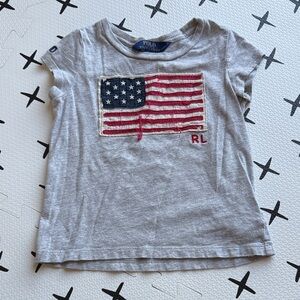 Polo by Ralph Lauren Kids Gray Tee with Flag Design